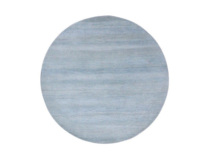 Blue 6'0" x 6'0" Modern and Contemporary Hand knotted Wool/Silk Rug - Sku: O079158