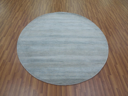 Blue 6'0" x 6'0" Modern and Contemporary Hand knotted Wool/Silk Rug - Sku: O079158