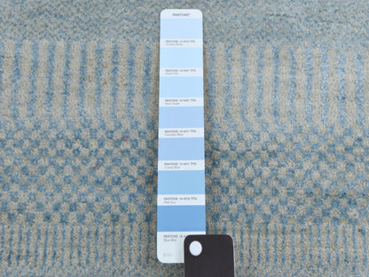 Blue 6'0" x 6'0" Modern and Contemporary Hand knotted Wool/Silk Rug - Sku: O079158