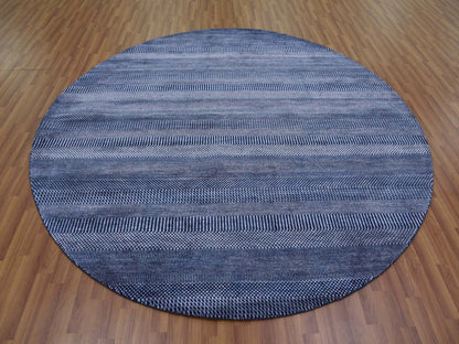 Blue 8'0" x 8'0" Modern and Contemporary Hand knotted Wool/Silk Rug - Sku: O079161