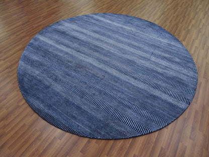 Blue 8'0" x 8'0" Modern and Contemporary Hand knotted Wool/Silk Rug - Sku: O079161