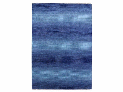 Blue 9'10" x 14'0" Modern and Contemporary Hand knotted Wool Rug - Sku: O079167