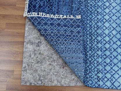 Blue 9'10" x 14'0" Modern and Contemporary Hand knotted Wool Rug - Sku: O079167