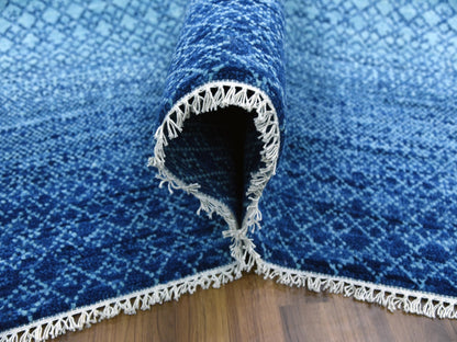Blue 9'10" x 14'0" Modern and Contemporary Hand knotted Wool Rug - Sku: O079167
