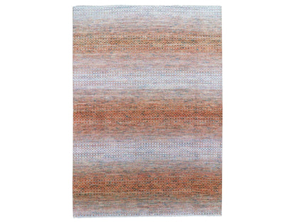 Modern / Contemporary hand-knotted wool rug in Orange, 9'10" x 13'10" — SKU O079168