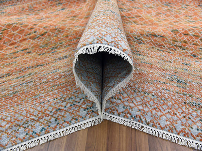 Modern / Contemporary hand-knotted wool rug in Orange, 9'10" x 13'10" — SKU O079168 (view 5)