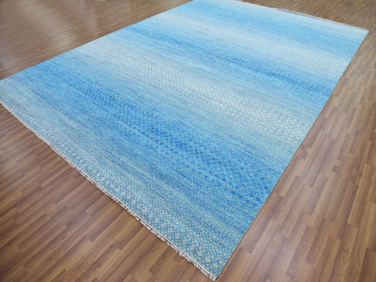 Blue 10'0" x 14'3" Modern and Contemporary Hand knotted Wool Rug - Sku: O079169