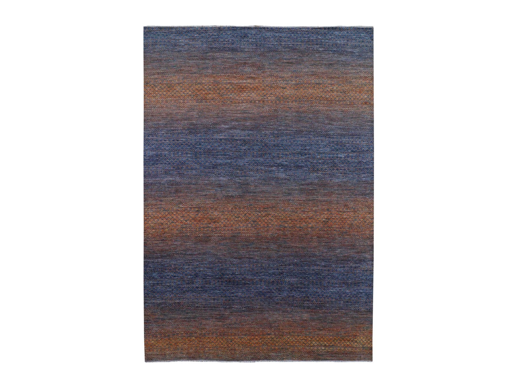 Modern / Contemporary hand-knotted wool rug in Orange, 10' x 14'5" — SKU O079171