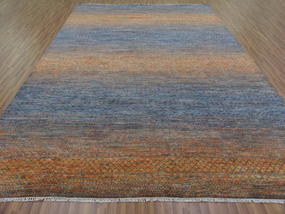 Modern / Contemporary hand-knotted wool rug in Orange, 10' x 14'5" — SKU O079171 (view 2)