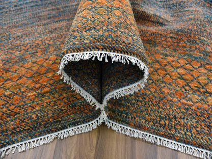 Modern / Contemporary hand-knotted wool rug in Orange, 10' x 14'5" — SKU O079171 (view 5)