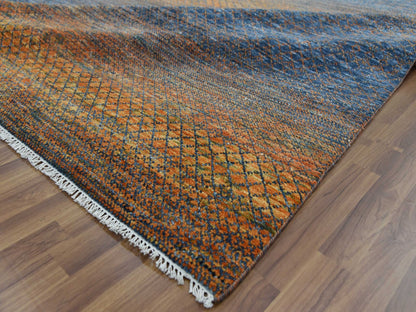 Modern / Contemporary hand-knotted wool rug in Orange, 10' x 14'5" — SKU O079171 (view 6)