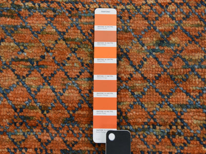 Modern / Contemporary hand-knotted wool rug in Orange, 10' x 14'5" — SKU O079171 (view 7)