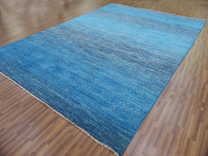 Blue 10'0" x 14'3" Modern and Contemporary Hand knotted Wool Rug - Sku: O079172