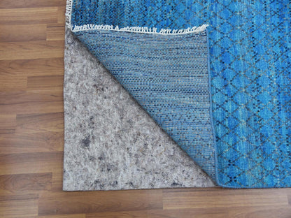 Blue 10'0" x 14'3" Modern and Contemporary Hand knotted Wool Rug - Sku: O079172