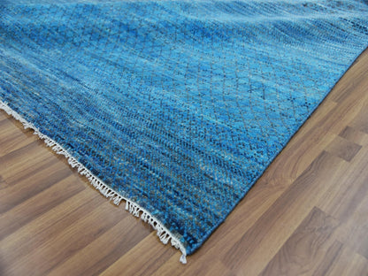 Blue 10'0" x 14'3" Modern and Contemporary Hand knotted Wool Rug - Sku: O079172