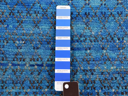 Blue 10'0" x 14'3" Modern and Contemporary Hand knotted Wool Rug - Sku: O079172