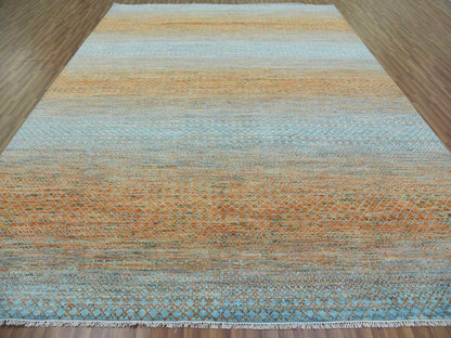 Modern / Contemporary hand-knotted wool rug in Orange, 10'1" x 14' — SKU O079174 (view 2)