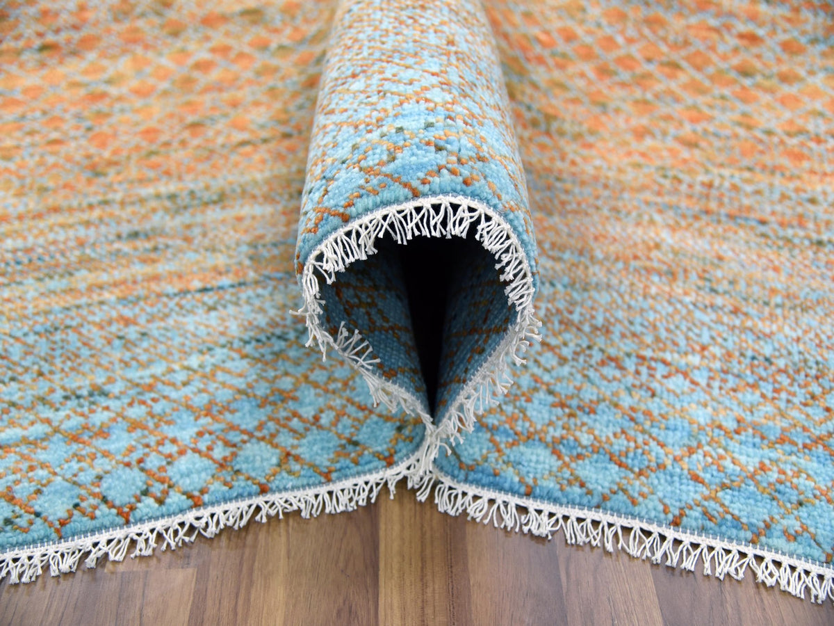 Modern / Contemporary hand-knotted wool rug in Orange, 10'1" x 14' — SKU O079174 (view 5)