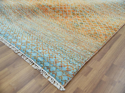 Modern / Contemporary hand-knotted wool rug in Orange, 10'1" x 14' — SKU O079174 (view 6)