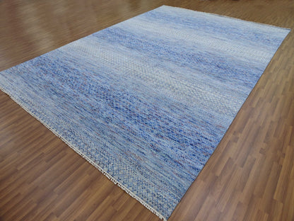 Blue 10'0" x 14'4" Modern and Contemporary Hand knotted Wool Rug - Sku: O079178