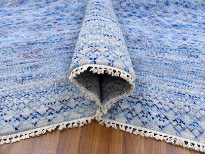 Blue 10'0" x 14'4" Modern and Contemporary Hand knotted Wool Rug - Sku: O079178