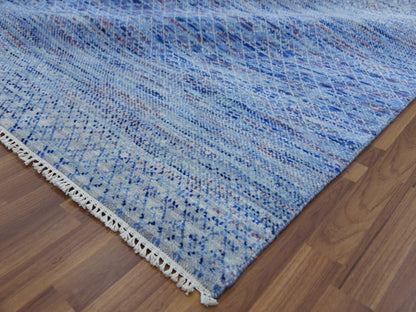 Blue 10'0" x 14'4" Modern and Contemporary Hand knotted Wool Rug - Sku: O079178