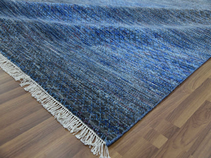 Blue 10'0" x 14'0" Modern and Contemporary Hand knotted Wool Rug - Sku: O079179