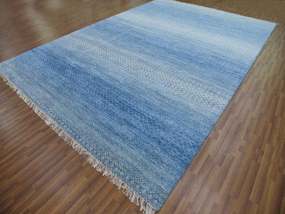 Blue 10'0" x 14'4" Modern and Contemporary Hand knotted Wool Rug - Sku: O079180