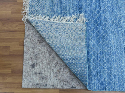 Blue 10'0" x 14'4" Modern and Contemporary Hand knotted Wool Rug - Sku: O079180