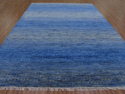 Blue 10'3" x 14'4" Modern and Contemporary Hand knotted Wool Rug - Sku: O079181