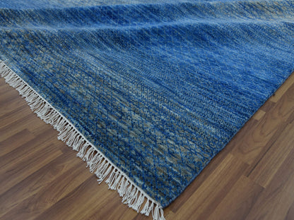 Blue 10'3" x 14'4" Modern and Contemporary Hand knotted Wool Rug - Sku: O079181