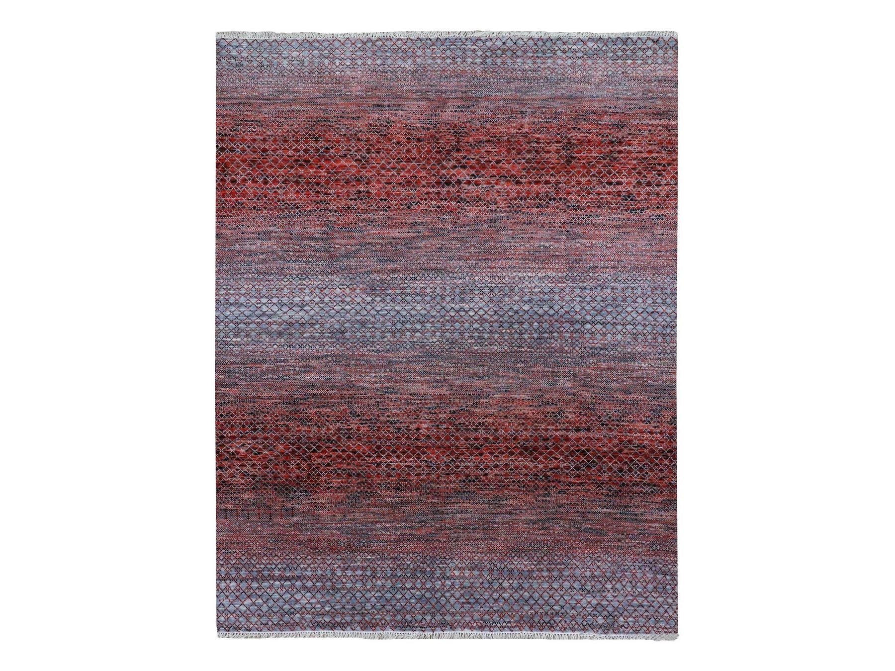 Modern / Contemporary hand-knotted wool rug in Red, 8' x 9'10" — SKU O079188