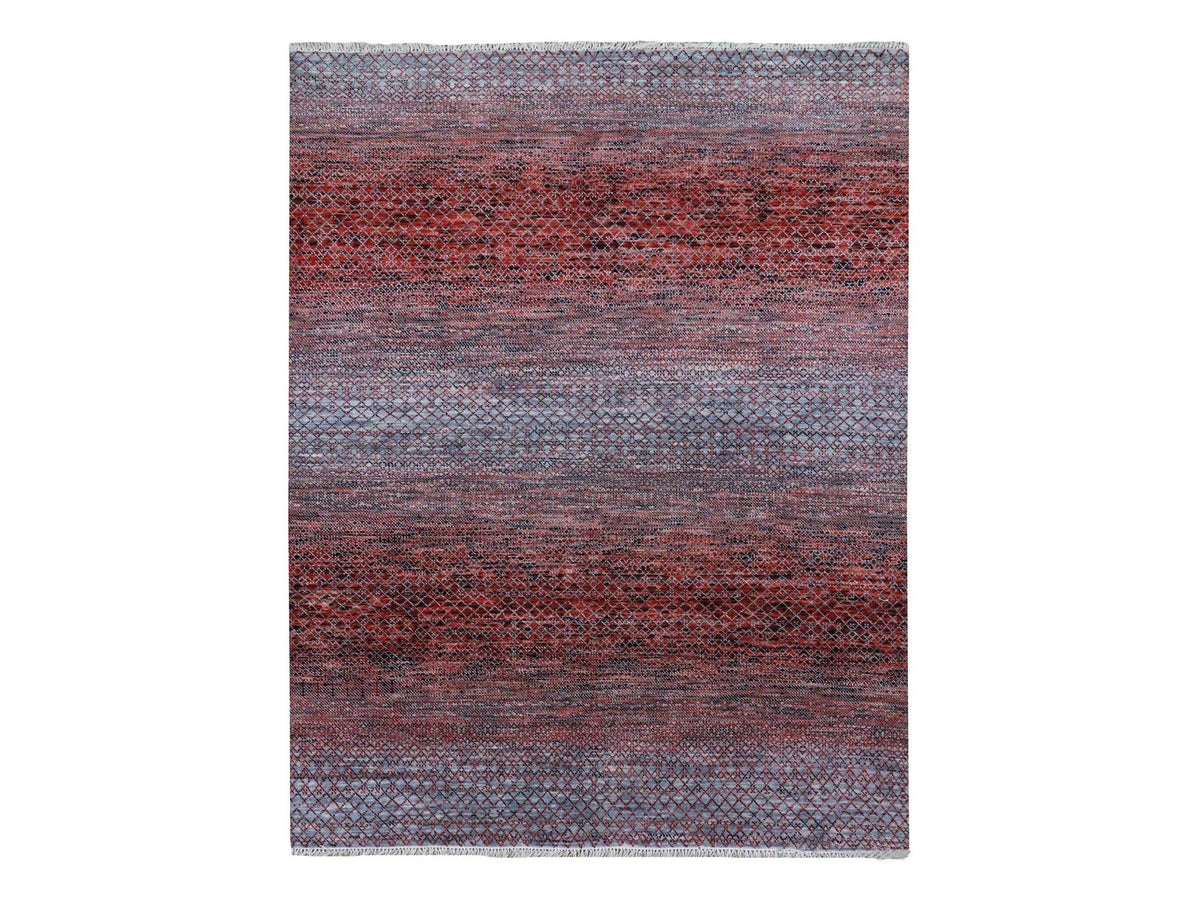 Modern / Contemporary hand-knotted wool rug in Red, 8' x 9'10" — SKU O079188