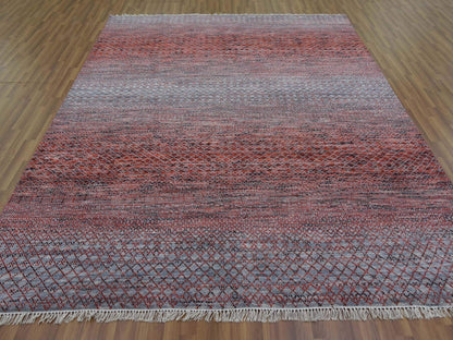 Modern / Contemporary hand-knotted wool rug in Red, 8' x 9'10" — SKU O079188 (view 2)