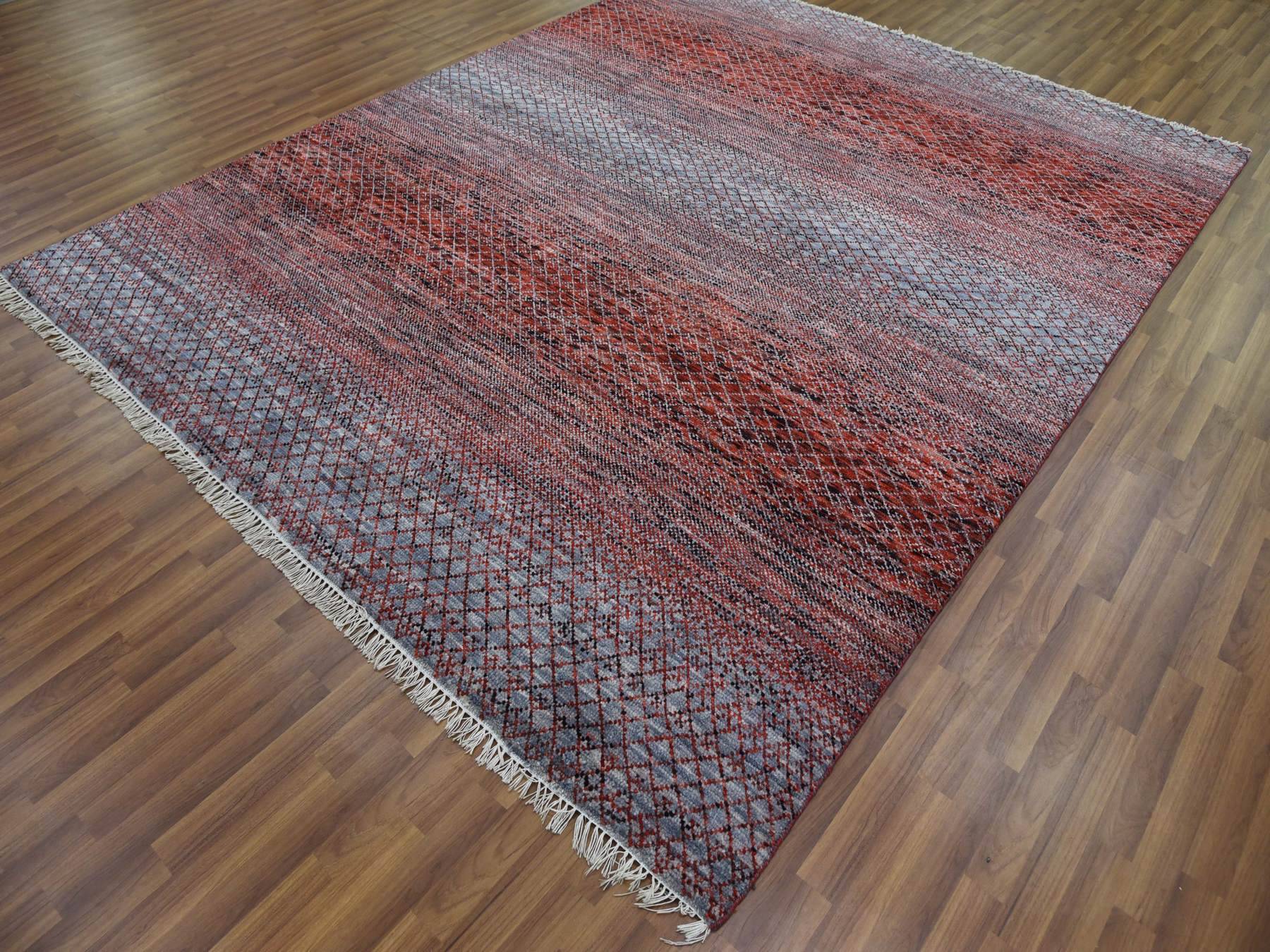 Modern / Contemporary hand-knotted wool rug in Red, 8' x 9'10" — SKU O079188 (view 3)