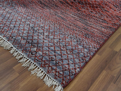 Modern / Contemporary hand-knotted wool rug in Red, 8' x 9'10" — SKU O079188 (view 6)
