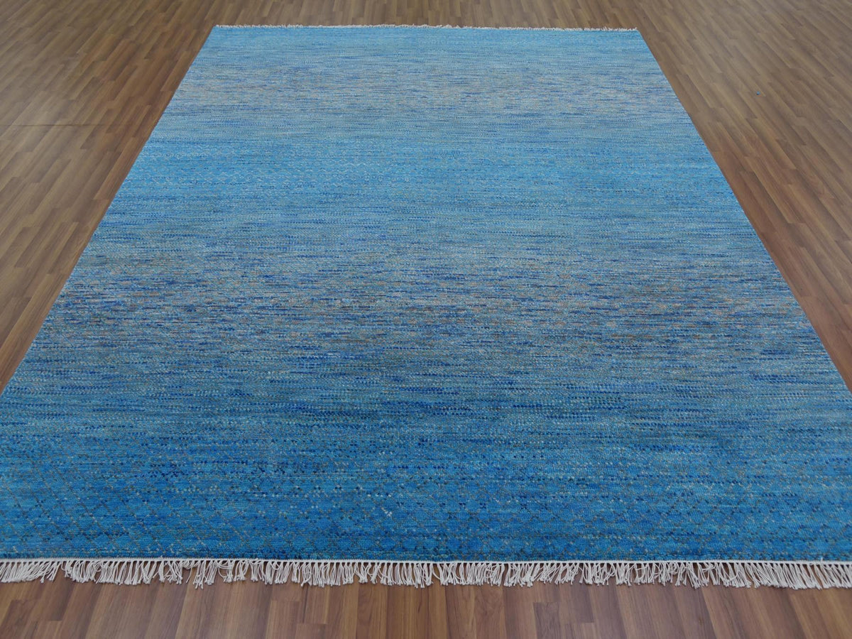 Modern / Contemporary hand-knotted wool rug in Blue, 8'2" x 10' — SKU O079191 (view 2)