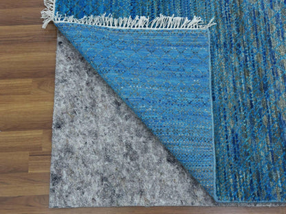 Blue 8'2" x 10'0" Modern and Contemporary Hand knotted Wool Rug - Sku: O079191