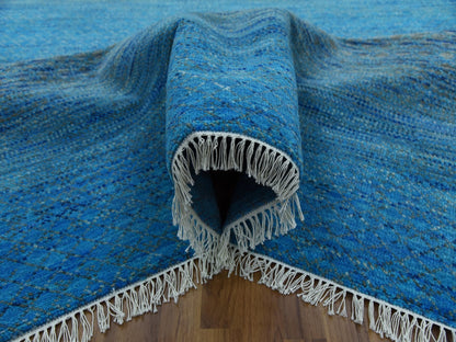 Blue 8'2" x 10'0" Modern and Contemporary Hand knotted Wool Rug - Sku: O079191