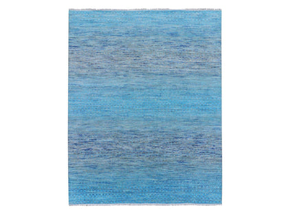 Blue 8'0" x 9'10" Modern and Contemporary Hand knotted Wool Rug - Sku: O079202