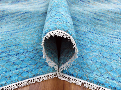 Blue 8'0" x 9'10" Modern and Contemporary Hand knotted Wool Rug - Sku: O079202