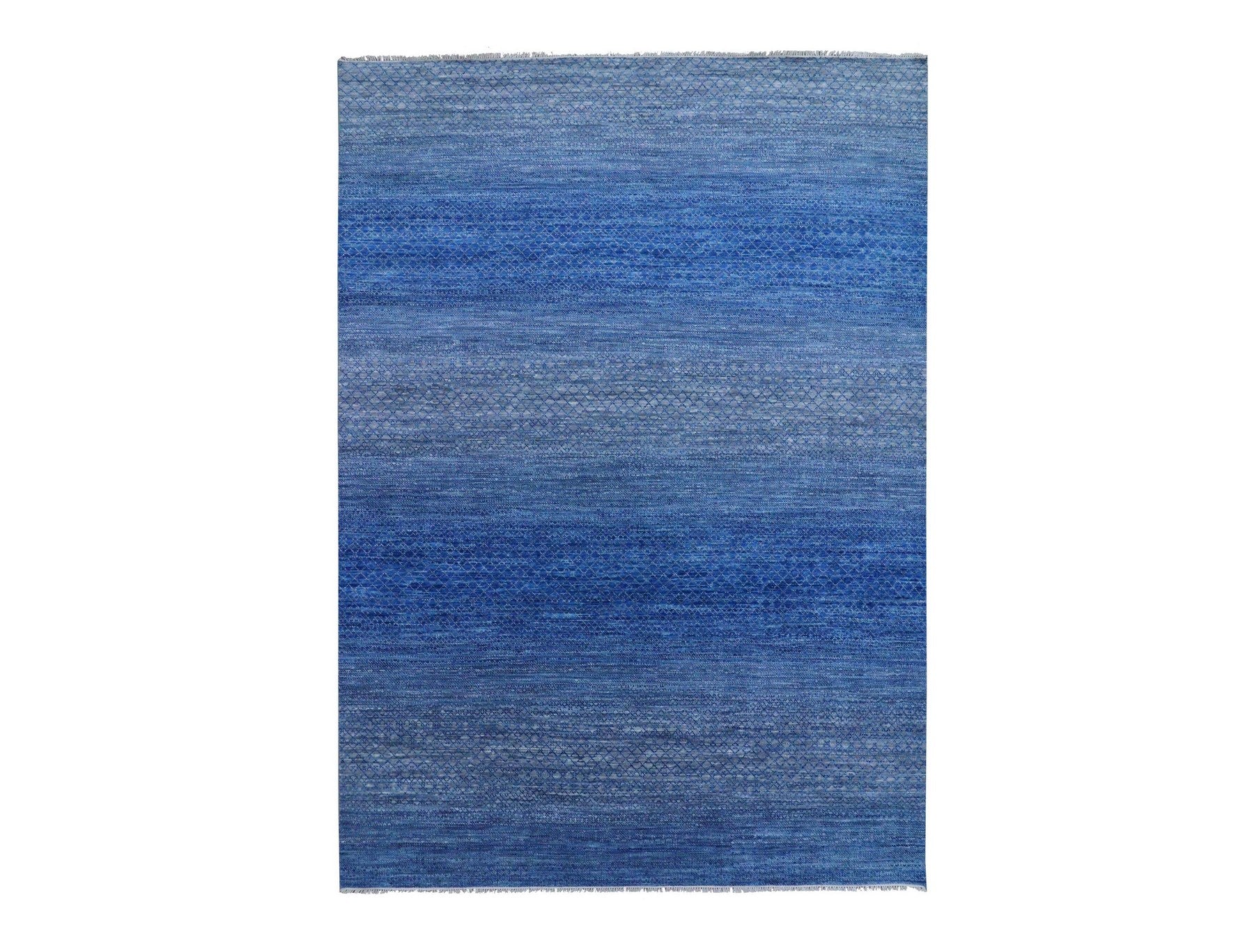 Modern / Contemporary hand-knotted wool rug in Blue, 9'3" x 12'6" — SKU O079215