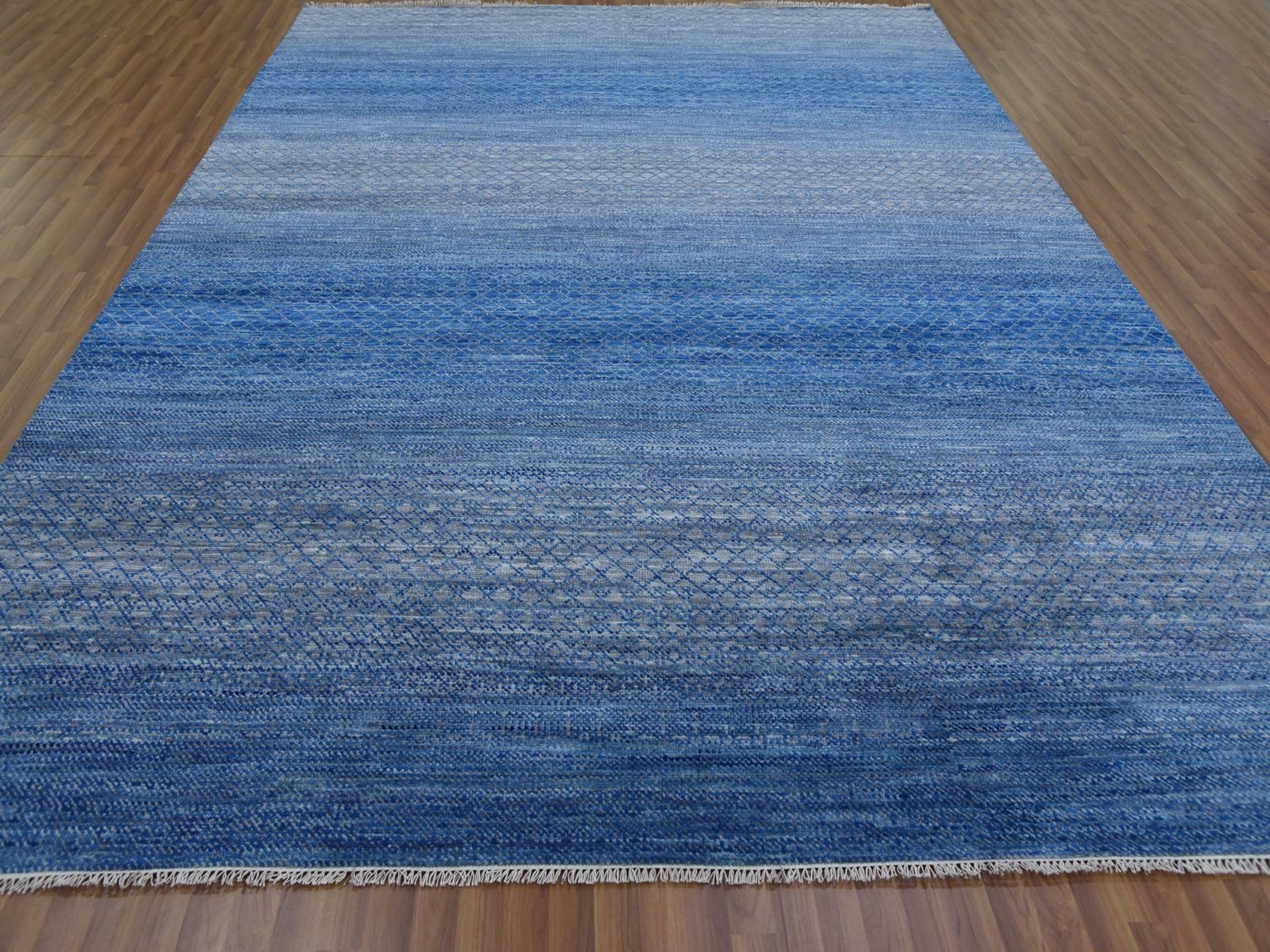 Modern / Contemporary hand-knotted wool rug in Blue, 9'3" x 12'6" — SKU O079215 (view 2)