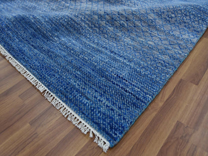 Modern / Contemporary hand-knotted wool rug in Blue, 9'3" x 12'6" — SKU O079215 (view 6)