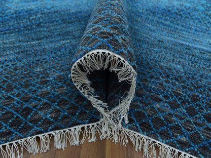 Blue 9'4" x 12'1" Modern and Contemporary Hand knotted Wool Rug - Sku: O079219