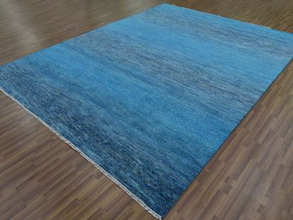 Blue 9'1" x 11'10" Modern and Contemporary Hand knotted Wool Rug - Sku: O079221