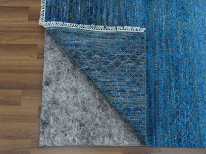 Blue 9'1" x 11'10" Modern and Contemporary Hand knotted Wool Rug - Sku: O079221