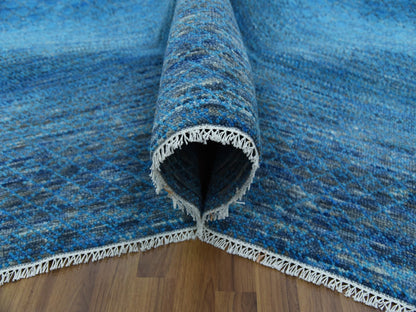 Blue 9'1" x 11'10" Modern and Contemporary Hand knotted Wool Rug - Sku: O079221