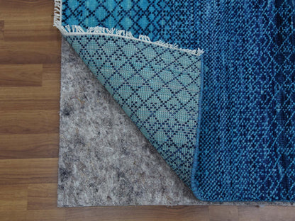 Blue 9'1" x 11'8" Modern and Contemporary Hand knotted Wool Rug - Sku: O079227