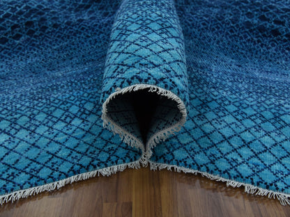 Blue 9'1" x 11'8" Modern and Contemporary Hand knotted Wool Rug - Sku: O079227